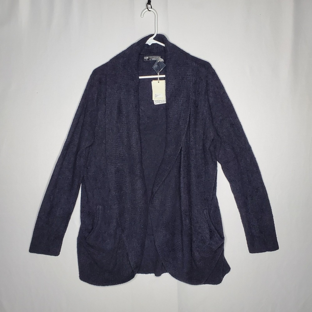 Barefoot Dreams Cozychic Lite Cardigan Women 1X Black Open Circle‎ Sweater Soft